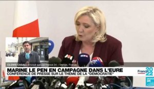Présidentielle 2022 : Marine Le Pen en conférence de presse sur le thème de la "démocratie"