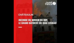 VIDÉO. Incendie du Moulin du Roy, une minoterie désaffectée de Châteaulin