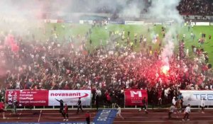 Les supporters fêtent la montée en Ligue 2 du FC Annecy