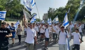 Des nationalistes juif participent à la "marche du drapeau" pour célébrer la "Journée de Jérusalem"