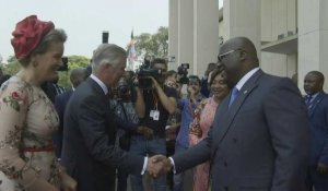 RD Congo : arrivée du roi Philippe au Palais de la Nation pour le point presse avec Tshisekedi