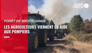 VIDÉO. Incendie dans la forêt de Brocéliande : Les agriculteurs viennent en aide aux pompiers