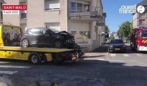 VIDÉO. À Saint-Malo, une voiture termine sur le toit avec un poteau enfoncé dans le pare-brise