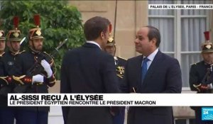 Le président égyptien Abdel Fattah al-Sissi reçu par Emmanuel Macron à l'Élysée