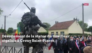 Dévoilement de la statue du tirailleur sénégalais à Crouy-Saint-Pierre samedi 5 juin 2021
