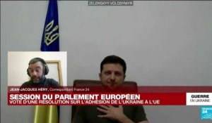 "Ne nous lâchez pas", dit Zelensky au Parlement européen