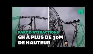 Au parc Plopsaland en Belgique, neuf personnes sont restées bloquées six heures à plus de 30m