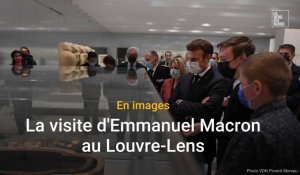 La visite d'Emmanuel Macron au Louvre-Lens en images