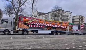 Troyes : arrivée des premiers camions de la Foire de mars