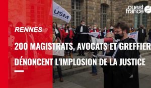 VIDÉO. 200 magistrats, greffiers et avocats dénoncent l'implosion de la justice à Rennes