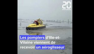 Un aéroglisseur pour les pompiers dans la baie du Mont-Saint-Michel