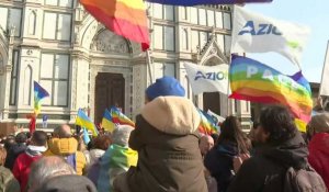 Italie: manifestation à Florence contre l'invasion russe de l'Ukraine