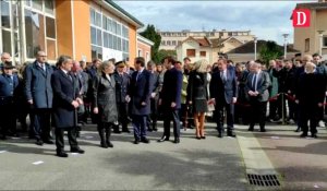 Emmanuel et Brigitte Macron à l'école Ohr Torah entourés de Nicolas Sarkozy et François Hollande 