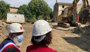 La ministre Emmanuelle Wargon  en visite à Trèbes et Villegailhenc, touchées par les inondations en 2018