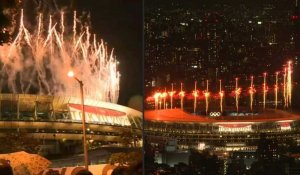 Tokyo-2020 : feu d'artifices pendant la cérémonie d'ouverture