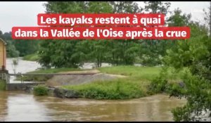 Découverte de la Vallée de l'Oise: les kayaks à quai après la crue