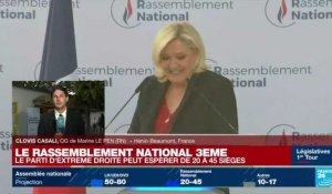Législatives : 'Pas de fête ce soir au QG du RN' malgré la bonne position de Marine Le Pen