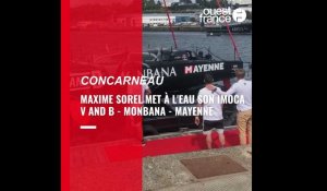 VIDÉO. Revivez la mise à l'eau de l'Imoca V and B - Monbana - Mayenne de Maxime Sorel