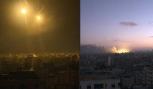 Des fusées éclairantes dans le ciel de la bande de Gaza, une frappe à l'aube