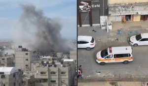 De la fumée s'élève après une frappe sur le sud de la bande de Gaza