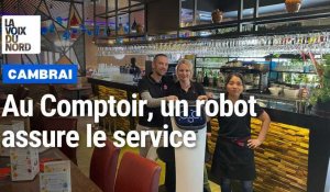 Un robot assistant au service de la clientèle du restaurant Au comptoir, à Cambrai. 