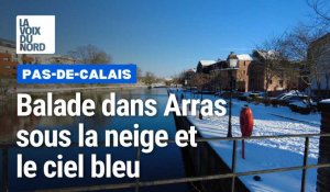 Des bords de Scarpe à la place des Héros, balade dans Arras sous la neige et un beau ciel bleu