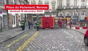 Menace d'effondrement : gros dispositif des pompiers place du Parlement à Rennes