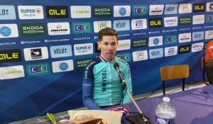 Réaction de Joshua Dubau après sa deuxième place au championnat de France Élite de cyclo-cross à Camors