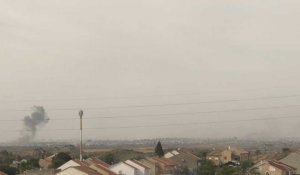 Fumée dans le nord de la bande de Gaza, vue depuis Sderot (Israël)