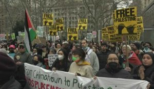 New York: manifestation contre le soutien financier des Etats-Unis à Israël