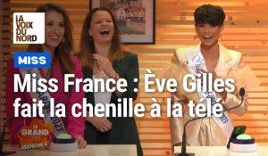 Eve Gilles, miss France, chante et fait la chenille lors d'une émission télé