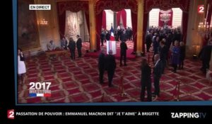 Passation de pouvoir : Emmanuel Macron embrasse Brigitte et lui dit "je t'aime" (Vidéo)