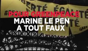 Contre le FN, Greenpeace déploie une banderole géante sur la Tour Eiffel