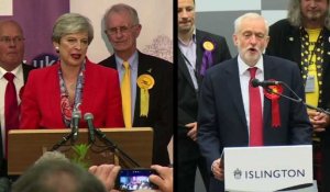 Grande-Bretagne: May et Corbyn réagissent aux résultats
