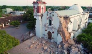 Images aériennes de Juchitan détuite après le séisme meurtrier