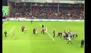 L2 : le gardien de Nancy expulsé, les supporters Brestois envahissent le terrain (vidéo)