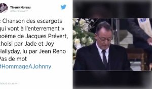 Obsèques de Johnny Hallyday. Jean Reno a lu du Prévert, pour Jade et Joy.
