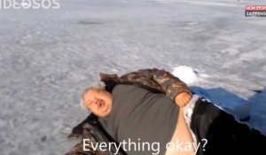 Russie : Ivre, un pêcheur s'endort sur un lac gelé (vidéo)