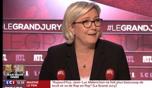 Marine Le Pen raille "la secte" des marcheurs "témoins de Jupiter" 