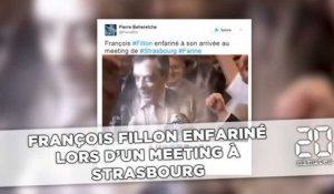 François Fillon enfariné  lors d'un meeting à  Strasbourg