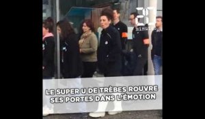 Attentats dans l'Aude: Le Super U de Trèbes rouvre dans l'émotion,