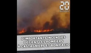 D'importants incendies défient les pompiers à Castagniers et Bonifacio