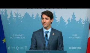 "Nous avons un communiqué", annonce le président du G7, Trudeau