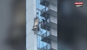 Etats-Unis : Une nacelle se détache du haut d'un immeuble alors qu'un homme est dedans (Vidéo)