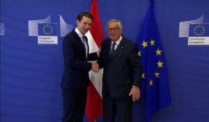 L'autrichien Sebastian Kurz accueilli par Juncker à Bruxelles