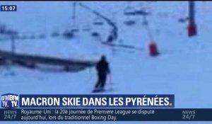 Emmanuel Macron skie à La Mongie