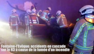 Fontaine-l'Evêque: accidents en cascade sur le R3 à cause de la fumée d'un incendie
