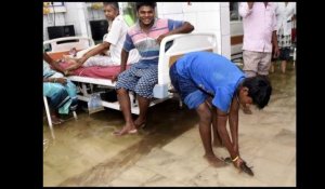 Des poissons nagent dans un hôpital ravagé par la mousson en Inde