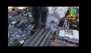 A Bologne, l'accident d'un camion-citerne provoque une énorme explosion