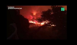 Au Portugal, les flammes d'un feu de forêt encerclent le village de Monchique